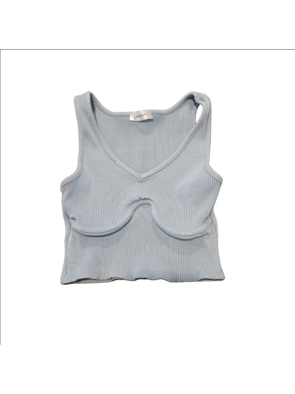 Women's Junie Light Blue Ribbed Bustier Tank Top Juniors XS/S